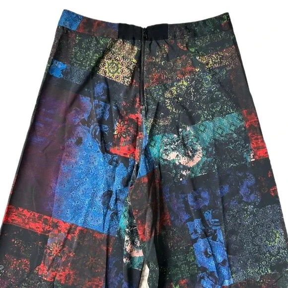 Alice + Olivia Athena Wide Leg Palazzo Pants Patchwork Floral Print Satin Size 4 - Picture 5 of 9